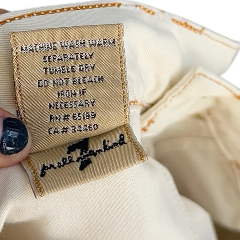 7 For All Mankind Early 00s Jerome Dahan Off White Vintage Cotton Skirt Size 26 - Picture 7 of 8